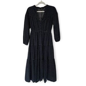 Madewell Navy Tiered Midi Dress, Sz S